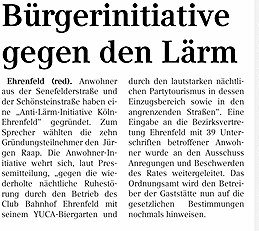 Ehrenfeld (red). Anwohner haben eine "Anti-Lärm-Initiative Köln-Ehrenfeld" gegründet.